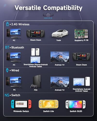 EasySMX 2.4G Wireless Bluetooth Controller for PC/Steam/Switch with Hall Triggers, Hall Joysticks and 19 Mechanical Keys, No Drift No Dead Zone, 40 Hours Battery - Include a Swappable Faceplate - color: grey