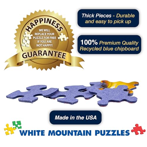 White Mountain 1000 Piece Jigsaw Puzzle Fall Scenic Lake, Wilderness Cabin | Large Pieces, Gift for Adults and Family, 24"x30" in