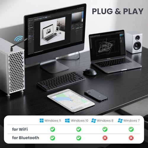 SUMEE 2-in-1 USB Bluetooth 5.4 & WiFi 6 Adapter for PC Desktop, AX900Mbps Dual-Band 5GHz/2.4GHz, 6dBi High Gain Antenna, Wireless Transmitter/Receiver, Plug & Play for Windows 10/11/7 - style: BT5.4+WIFI