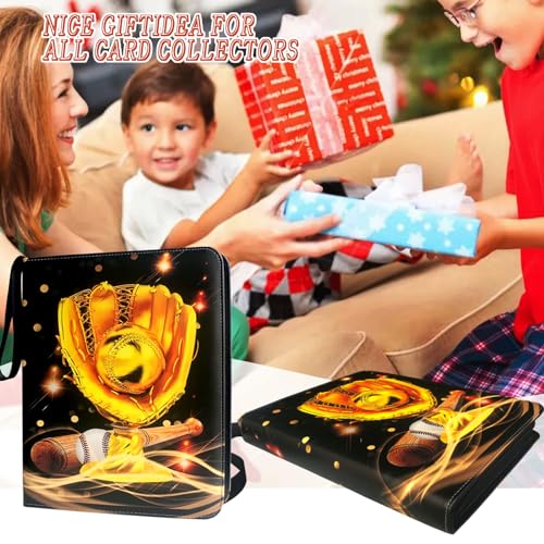 Trading Card Binder 900 Pockets, Baseball Card Binder Holder with 50 Removable Sleeves Fits 900 Sport Cards, Baseball Card Gifts Collector Album with Zipper Storage Display Case - size: 900 Pockets Baseball