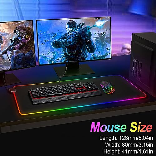 VEGCOO Wireless Gaming Mouse, C30 Silent Click Wireless Rechargeable Gaming Mouse with Double-Click Key and Colorful LED Lights, 3 Level Adjustable DPI, 400mah Lithium Battery for Gaming and Working - color: Black