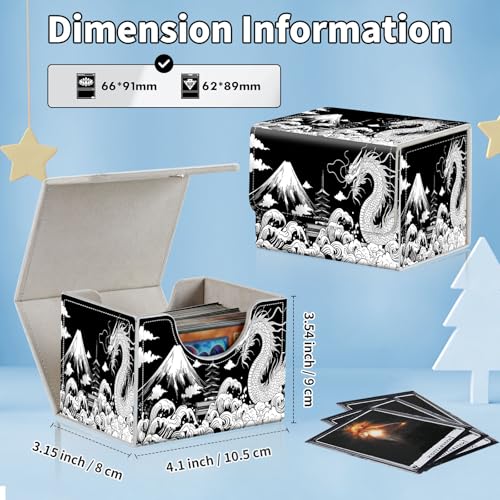 for MTG Commander Deck Box,Card Deck Box for Trading Yugioh MTG,Fits 100 Double Sleeved Cards,PU Leather Strong Magnet Case for Magic Commander TCG CCG,Black White Dragon - color: Black White Dragon