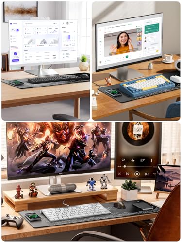 Magnetic Wireless Charging Mouse Pad, 31.5"x15.8" Large Desk Mat | Waterproof Mousepad, Smooth Glide, Stitched Edge, Non-Slip Rubber Base, Desk Pad Computer Keyboard Mat, No Adapter - color: Black-31.5"x15.8"-Mag-Sea