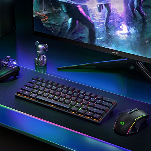 Redragon 60 Percent Mini Keyboard, Mechanical Gaming Keyboard with Low Profile Blue Switches, 18 LED Backlits, Wired Compact Portable Keyboard for Windows PC Mac, Typing, Travel, K616