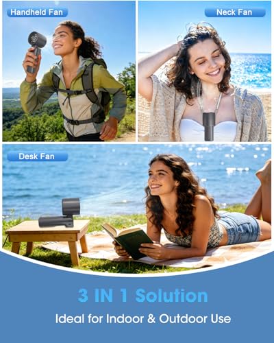 Ouddy Mode Portable Turbo Fan with Ice Cooler, Rechargeable Personal Handheld Fan, 100-Speed Up to 13Hrs Blowing Cold Air Hand Held Portable Pocket Fans - color: Gray