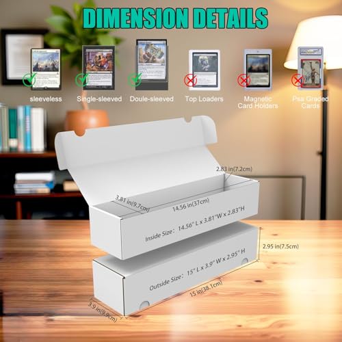 Card Box for Trading Cards,14 Inch Laminated Card Storage Box with Dividers | Card Dividers, 14 Inch, 15 Count, For Standard Card, Efficient Organization, Stackable - size: 15-Pack with divider