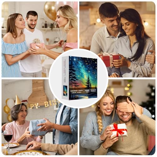 Northern Lights Puzzles for Adults 1000 Pieces, Aurora Borealis Nature Landscape 1000 Piece Puzzle for Adults, Impossible Difficult Hard Fun Jigsaw Puzzles 1000 Pieces