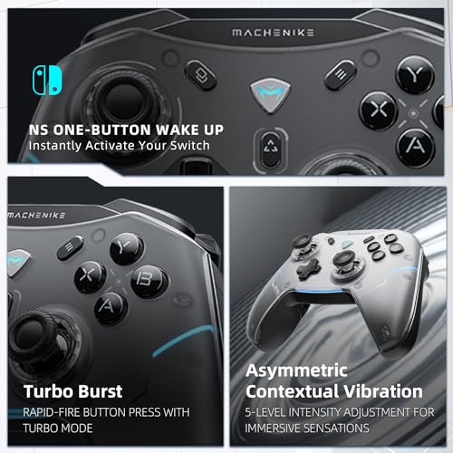 Machenike G5Pro Wireless Gaming Controller for Windows PC,Switch,IOS,Android,PC Controller Hall Effect Joystick/Triggers/Gyroscope,RGB Lights, Dark Gray - color: Dark Gray
