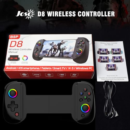 Joso Mobile Gaming Controller for iPhone/iPad/Tablet, Android Wireless Controller with Hall Effects Joysticks, Support PC/Switch, Play Cloud Games/PS Remote Play/COD/Genshin Impact & More - Starry Star White - color: Starry Star White