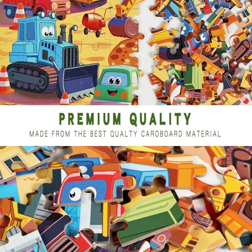100 Piece Puzzles for Kids Ages 4-6 6-8 8-10, 100 Piece Construction Site Learning Educational Jigsaw Puzzles, Vehicle Kids Puzzles Ages 5-8 Gifts for Girls Boys - Every Piece is Unique - color: Construction Vehicle