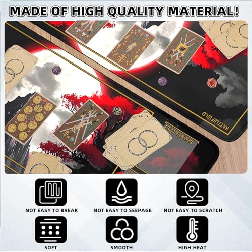 TCG Playmat Stitched Edges, 24 x 14 inches MTG Play Mat for MTG Trading Card Game Playmats Smooth Surface Battle Game Rubber Collection - color: Night Scenery With Zones