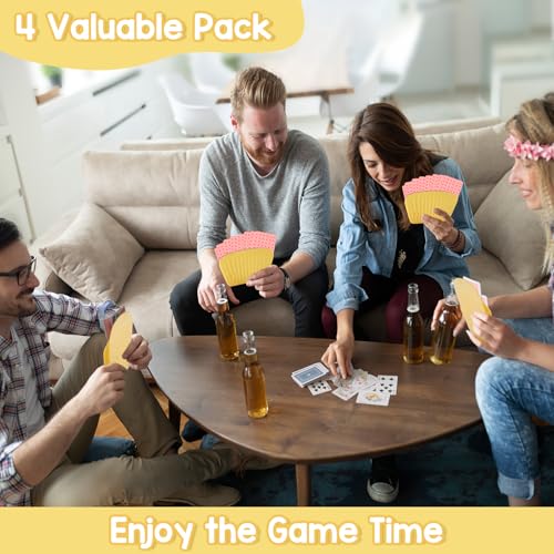 Playing Card Holders, 4 Pack Hands-Free Card Stands | 3-layer slanted card trays for adults, seniors, poker, bridge, canasta, travel, and tabletop game nights