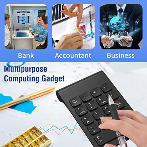 cimetech Wireless Number Pad, 2.4G Numeric Keypad Numpad with USB Receiver, 18 Keys Portable Mini Keyboard for Laptop Notebook, Desktop, Surface Pro, PC - Black - color: 2.4G-Black