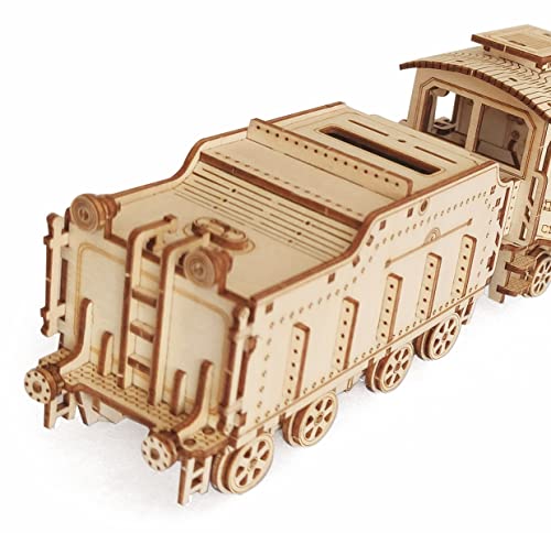 3D Wooden Puzzle - DIY Mechanical Steam Train Model Kits - Wood Crafts Vehicle Building Model - Wooden STEM Brain Teaser Puzzle - Steam Train Christmas Birthday Gifts for Adults & Teens - style: Steam Train