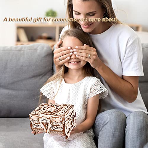 Varbertos 3D Wooden Puzzle Mechanical Treasure Box, Wood Creative Assembly Model Building Kits to Build for Adults and Teens, DIY Wooden Puzzle Hobbies Projects Gift for Women and Kids - size: 170Pcs