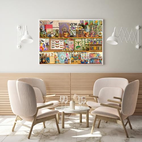 1000 Piece Puzzles for Adults,Fantasy Bookshelf Jigsaw Puzzle 1000 Pieces for Adults Seniors,Challenging Family Games Holiday Party Gifts -1:1 Poster Interlock Perfectly Letter on Back - color: Fantasy Bookshelf