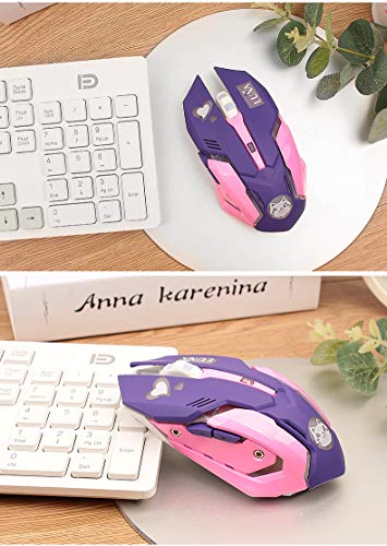 Gaming Mouse,7 Colors Backlit Optical Game Mice Ergonomic USB Wired with 2400 DPI and 6 Buttons 4 Shooting with Nano Receiver for Computer/Win/Mac/Linux/Andriod/iOS,Purple.