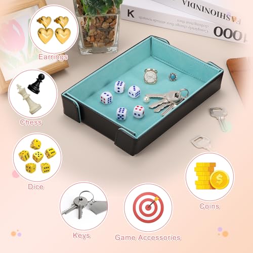 Dice Tray PU Leather Mat Magnetic Folding Dice Rolling Tray Holder Laser Gradient Rectangle Storage Box Perfect for DND Table Games & Entryway & Nightstand Organizer (Yellow) - color: Yellow