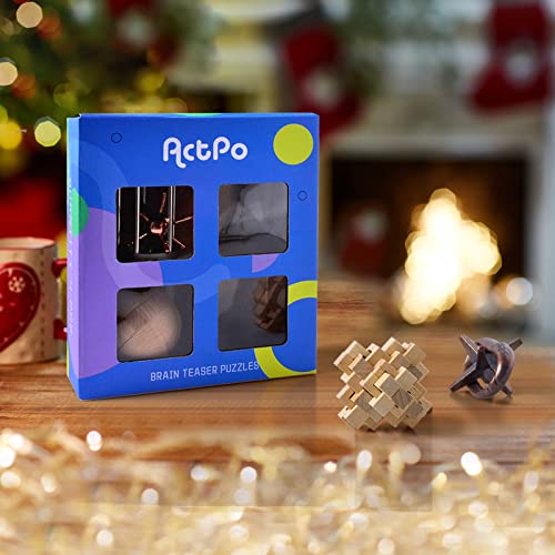 4Pcs Wooden and Metal Puzzles Gift for Kids and Adult Educational Toys Office Toys 3D Unlock Interlock Assorted Brain Teasers Puzzles - style: Stlyle E