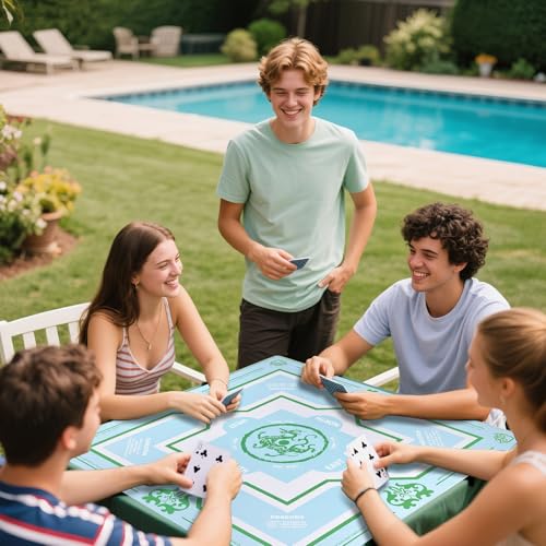 Mahjong Mat 31.5 * 31.5 Inch Non-Slip Noise Reduction, American Mahjong Mat for Table with Bag, Waterproof Surface Mah Jongg Mats for Poker, Card, Dominoes, Board & Tile Games - color: Azure Dragon