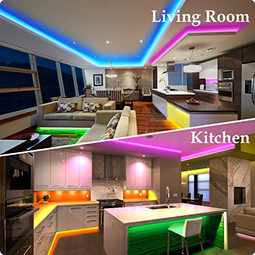 Micomlan 82Ft/25m LED Strip Lights, Music Sync Color Changing RGB LED Strip Built-in Mic, Bluetooth APP Controlled Home Lighting for Living Room Kitchen (APP+Remote+Mic+Music)