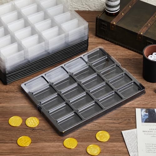 Novabright 10 Pack Game Piece Counter Trays with Clear Lids Game Board Card Sorting Tray Storage Organizer Box Wargames TCG Collection, Each Case Has 20 Compartments