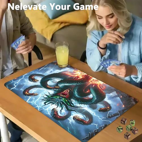 for MTG Game Playmat - 24 x 14 inches with Dices and Storage Bags, Non-Slip Base for TCG and Board Game Card Mats, Trading Card Games Mat, Demon Dragon Pattern Collectible Card Playmats - color: Jv-playmat-p7-1-g193