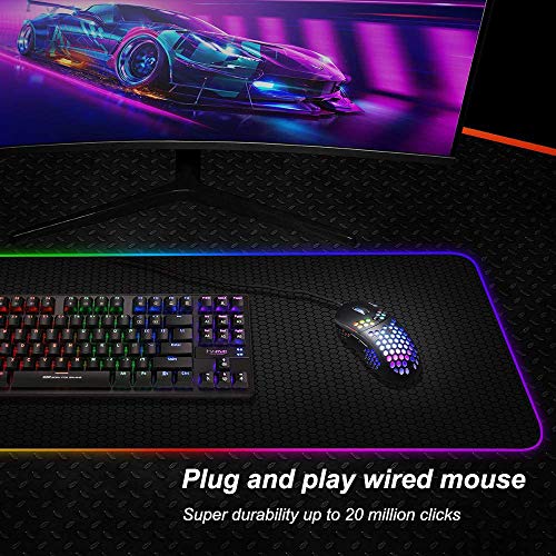 MARVO Lightweight Gaming Mouse Wired, RGB Backlit Mice with Lightweight Honeycomb Shell , Pixart 3327 12000 DPI Optical Sensor, Ultraweave Cable Mouse for Windows PC Gamers (Black)