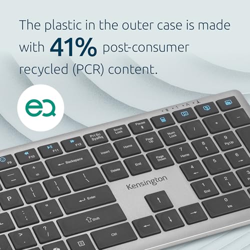 Kensington KB535 Wireless Keyboard, Bluetooth & 2.4GHz Connection, Full-Size Layout, Quiet Scissor-Switch Keys, Programmable, Copilot Hotkey, Compatible with Windows, Black (K75408NA) - size: Full size, style: Wireless