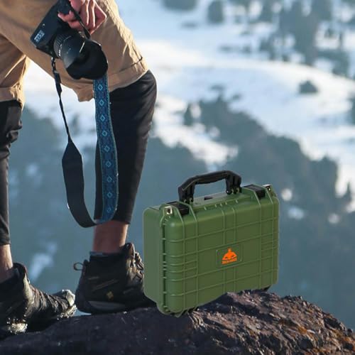 Jack Boss 16x 12.8x 6.8 Inch Hard Case, Portable Weather Waterproof Protective Camera Case with Customizable Foam, Fit Use of Drones, Camera, Equipments, Green - color: GREEN, size: 16x12.8x6.8 in
