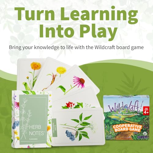 Herb Notes Plant Identification Cards, 48 Illustrated Botanical Flash Cards | Herb Cards for Plant Identification, Nature Study & Classroom Learning, Compatible with Learning Herbs Wildcraft! Board Game - style: Herb Notes