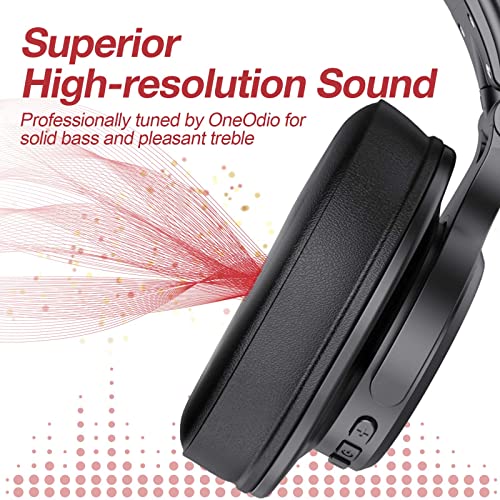 OneOdio A70 Bluetooth Over Ear Headphones, Wireless Headphones w/ 72H Playtime, Hi-Res, 3.5mm/6.35mm Wired Audio Jack for Studio Monitor & Mixing DJ Guitar AMP, Computer Laptop PC Tablet - Red - color: Red