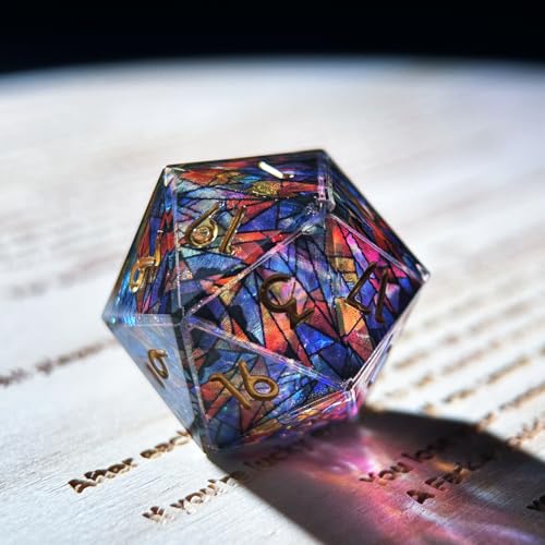 HAOMEJA Double Layered Resin Dice Set 7pcs/ Stained Glass Effect & Gold Numbers/Sharp Edged Polyhedral Dice/Apply to D&D/DND/Dungeons & Dragons/Role Playing Game/Party Gift - color: 3 Various Colors