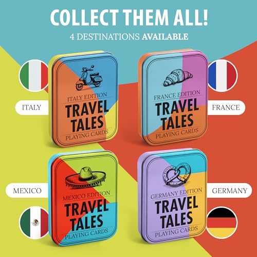 All7s Travel Tales Italy - Italian Playing Cards & Gifts for Adults | Trip essentials and must-haves in a pocket tin, learn key phrases on the go, souvenir and honeymoon keepsake for couples