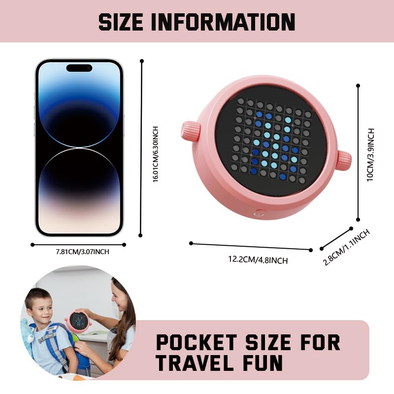 5-in-1 Electronic Board Game, Handheld Travel Game for 1-2 Players(Pink) | Includes Reversi, 4 in a Row, 5 in a Row, Chinese Checkers and Tic Tac Toe; pocket-size design with solo and 2-player modes. - color: Pink