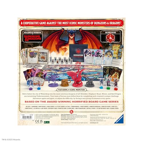 Ravensburger Horrified Games – Dungeons & Dragons – Strategy Board Game – Boost Critical Thinking & Teamwork – Cooperative Gameplay – Unique Monster Challenges – 1 to 5 Players – Adults & Kids 10+