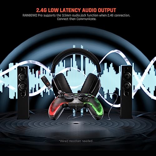 BIGBIG WON Wireless Controller Motion Control, Hall Trigger, ALPS Joystick, 3.5mm Audio, Gaming Controller for PC Windows/Android/iOS/Switch Pro Controller (Rainbow 2 Pro&Charging Dock) - color: 6.Rainbow 2 Pro with Charging Dock