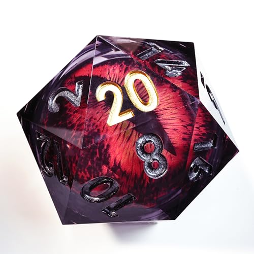 Mini Planet 50mm Chonk D20 Liquid Core Polyhedral Sharp Edge Handmade Resin Dragon Eyeball Dice - color: Dragon Eye Dice 3