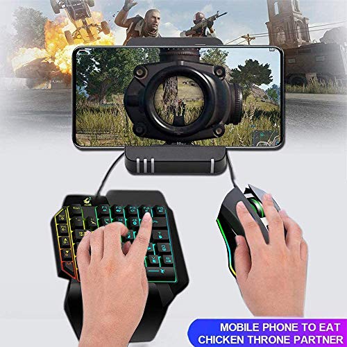One Hand Gaming Keyboard and Mouse Combo, Wired 39 Keys Mechanical Feel Rainbow Backlit with Wrist Rest For PC/Xbox/PS4 Portable Mini Single-Handed Keyboard&RGB Gaming Mouse(Black)
