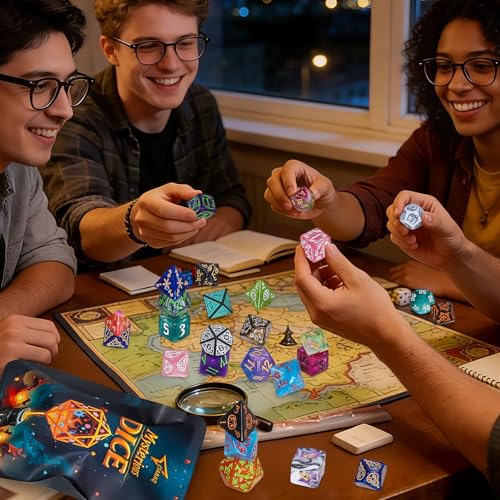 CiaraQ Polyhedral Dice Set - DND Role Playing Dice | Acrylic RPG Dice for Dungeons and Dragons MTG Table Games, Random Color, 7pcs - color: Random Color
