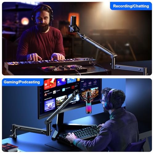 Microphone Arm,Aokeo AK-58 Desk Low Profile Adjustable Mic Boom Arm Stand,Suitable For Blue Yeti,Snowball iCE, HyperX QuadCast,SoloCast,Elgato Wave,Etc - color: AK-58