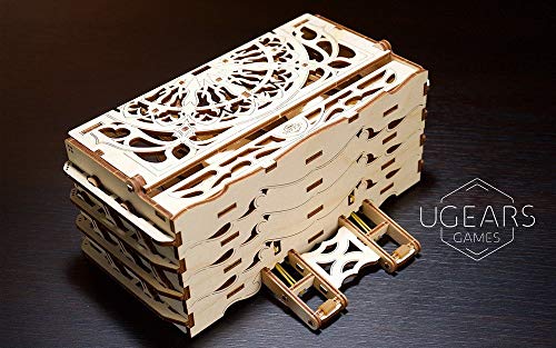 UGears 3D Puzzle for Board Games - Wooden Card Holder for 12 Sets of Playing Cards - Unique Mechanical Devices for Family Tabletop and Role-Playing Games - Wooden Construction Kits for Adults