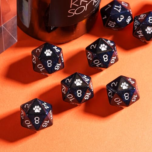 10-Pack Black D20 Dice Glitter 20 Sided Dice for DND Tabletop Games | Leather Storage Bag, DM Gift, for Dungeons and Dragons Role Playing Games - color: 10pcs D20 Black Mixed Blue