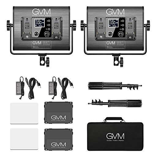 GVM RGB LED Video Light with Bluetooth Control, 360° Full Color 1000D PRO Video Lighting Kit with 736pcs Led Beads, 2 Packs Led Panel Light for YouTube Studio, Video Shooting, Conference, CRI 97+ - color: 1000D