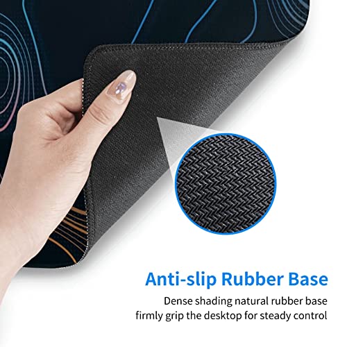 Topographic Contour Map XL Mouse Pad 31.5 x 11.8 Inch Gaming Mousepad Extended Large Mousepad with Nonslip Rubber Base Stitched Edges Laptop Desk Pad Home Office Supplies - color: Black Topographic 3