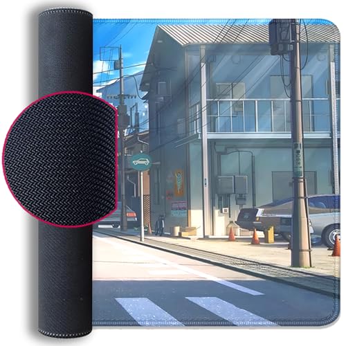 Anime Tokyo Street Japanese Mouse Pad,Large Extended Gaming Mouse Mat with Stitched Edges,Non-Slip Waterproof Rubber Base Desk Mat for Office Work Home Games Desk Pad(27.5X11.8 in) - color: Japanese Street
