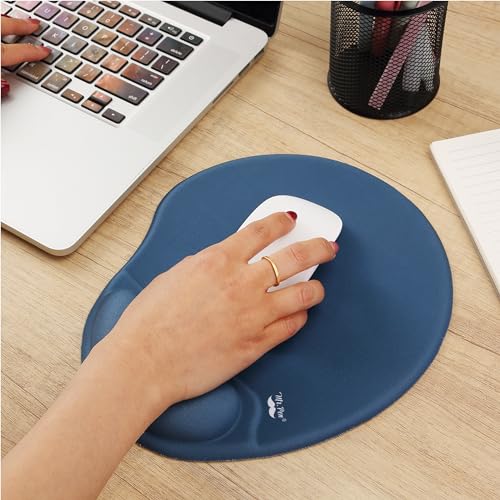 Mr. Pen- Ergonomic Mouse Pad with Wrist Rest | Breathable Fabric with Memory Foam Cushion, Non-Slip Rubber Base, Gel Mouse Pad with Wrist Support - color: Navy Blue