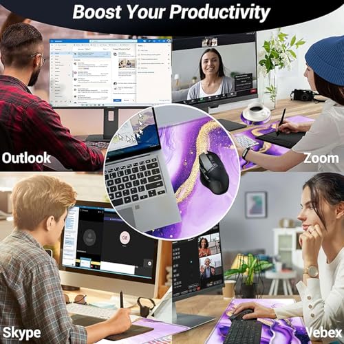 Large Mouse Pad and Keyboard Wrist Rest, Desk Pad for Keyboard and Mouse, 4-in-1 Large Gaming Mouse Pad with Wrist Support, Desk Mat for Home Office Study Game,Purple and Gold Marble - color: Purple and Gold Marble
