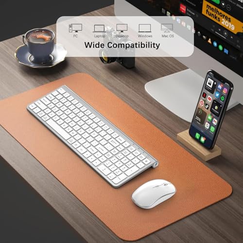 JOYACCESS Wireless Keyboard and Mouse, Ergonomic,Dustproof and Portable Wireless Keyboard with Number Keypad, Adjustable DPI Computer Mouse for Laptop,PC, Windows-Silver White - color: silver
