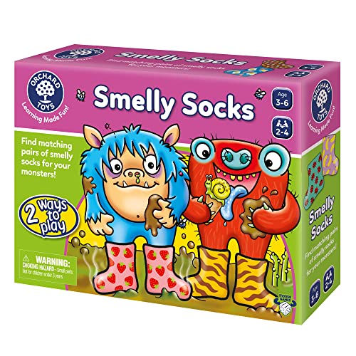 ORCHARD TOYS Moose Smelly Socks Game. Find Matching Pairs of Socks for Your Monsters! for Ages 3-6 and 2-4 Players - style: Smelly Socks